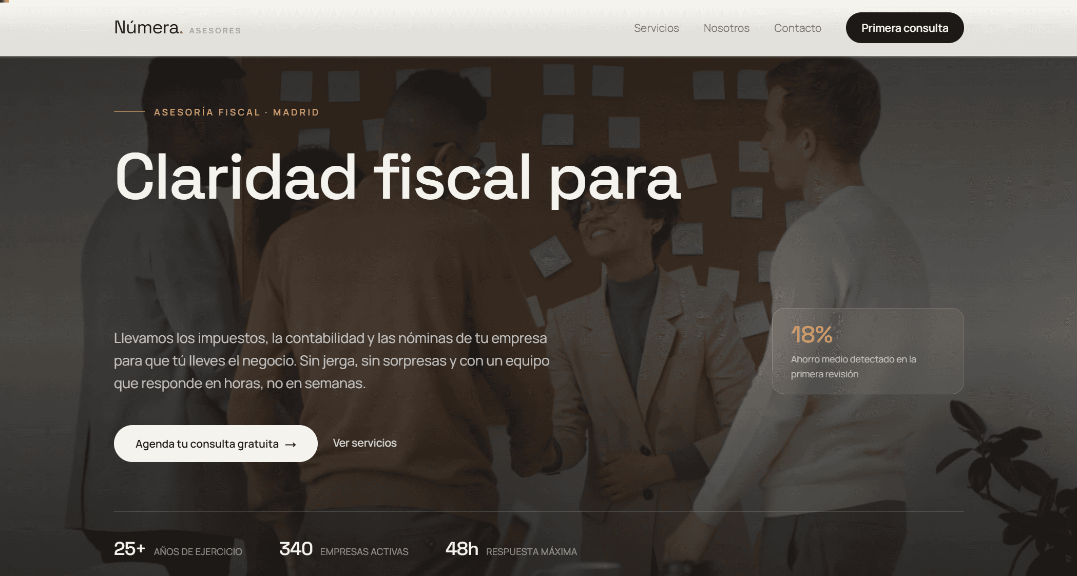 Vista previa de la demo Númera Asesores — asesoría fiscal y contable