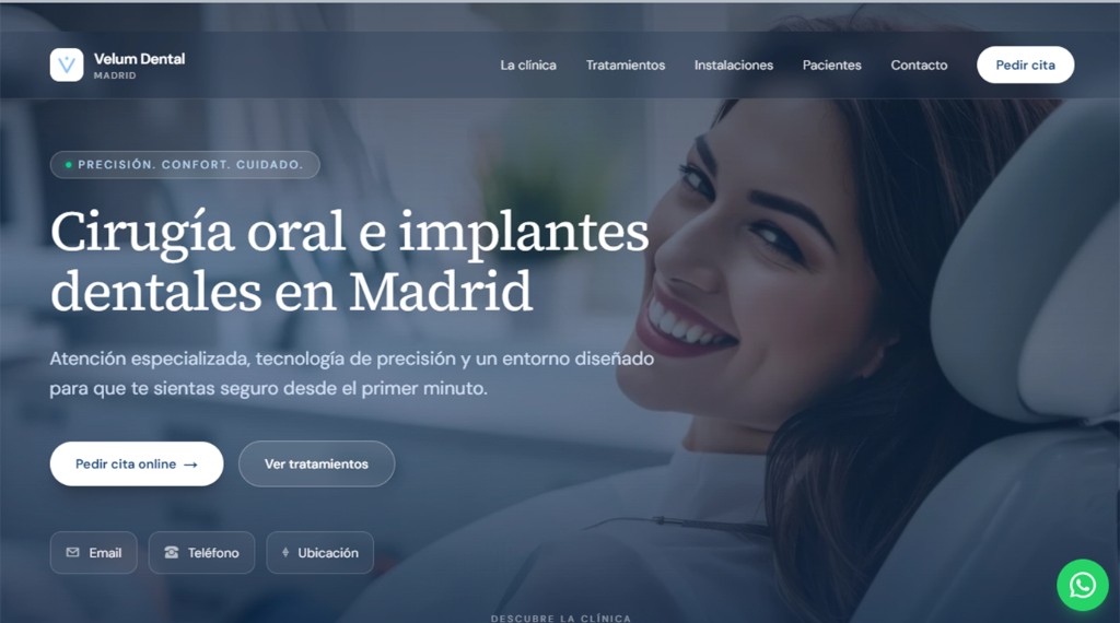 Vista previa de la demo Velum Dental — clínica dental en Madrid